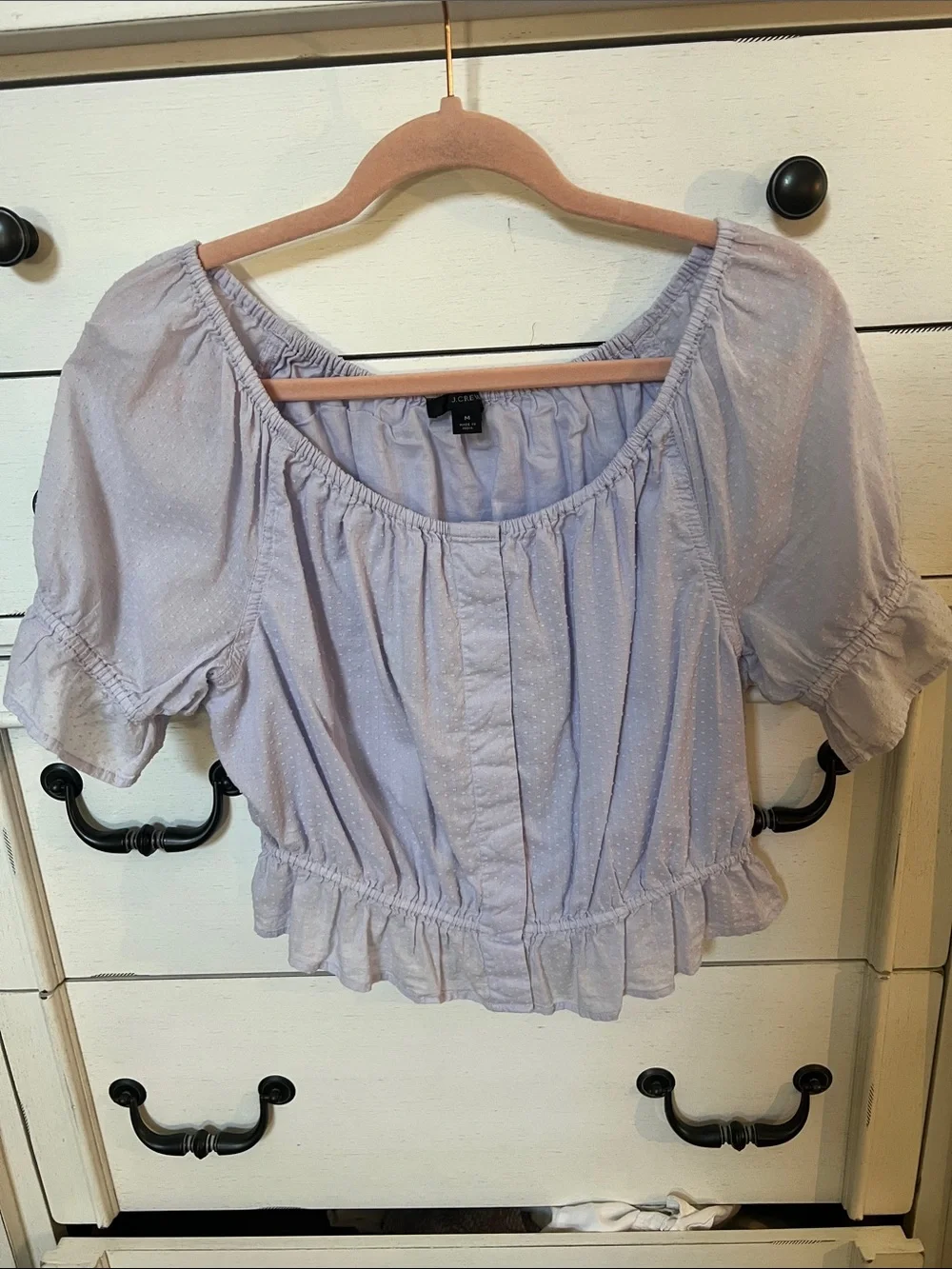 J. Crew Lavender crop  Peasant Blouse